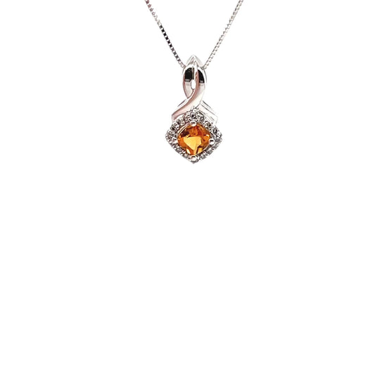 4mm Citrine 18" 10K White Cluster Earrings with .08 ct Diamonds
