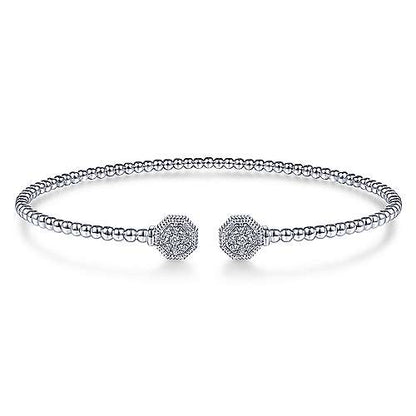 14K Bujukan Split Cuff Bracelet with Diamond Pave Hexagon Caps