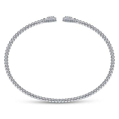 14K Bujukan Split Cuff Bracelet with Diamond Pave Hexagon Caps