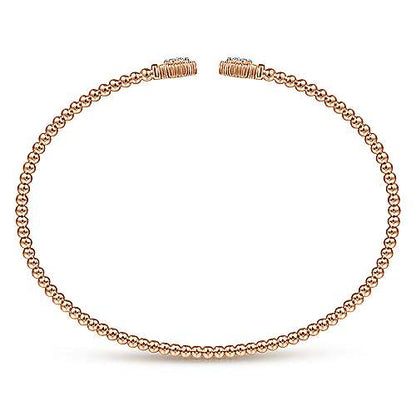 14K Bujukan Split Cuff Bracelet with Diamond Pave Hexagon Caps