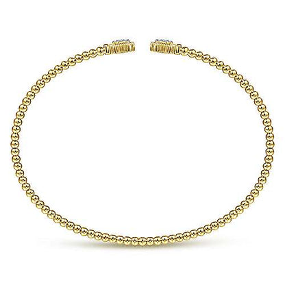 14K Bujukan Split Cuff Bracelet with Diamond Pave Hexagon Caps