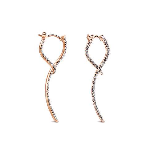 14K Sculptural Diamond Drop Earrings