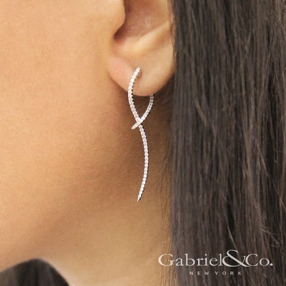 14K Sculptural Diamond Drop Earrings