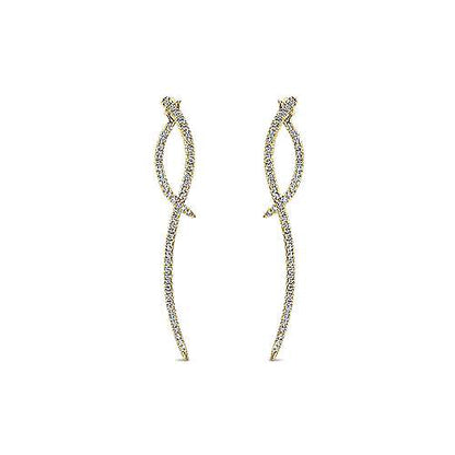 14K Sculptural Diamond Drop Earrings