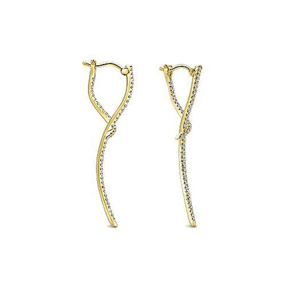 14K Sculptural Diamond Drop Earrings