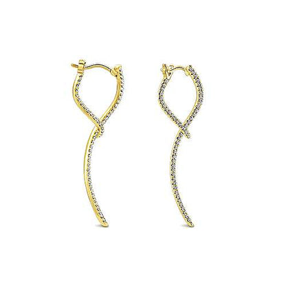 14K Sculptural Diamond Drop Earrings
