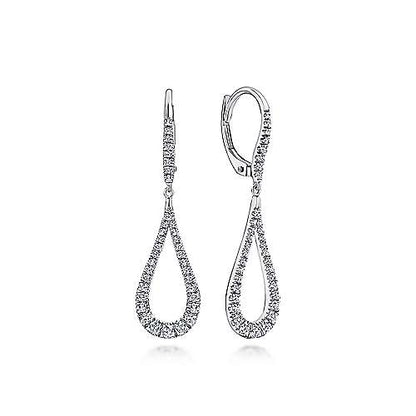 14K Contoured Pear Shaped Diamond Drop Earrings