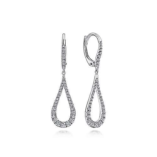 14K Contoured Pear Shaped Diamond Drop Earrings