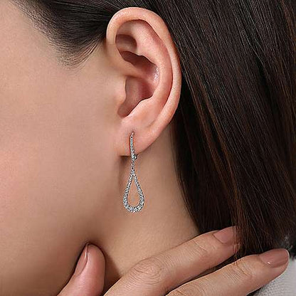 14K Contoured Pear Shaped Diamond Drop Earrings