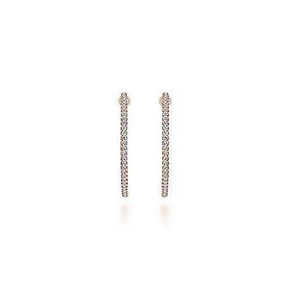14K French Pave 30mm Round Inside Out Diamond Hoop Earrings