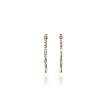 14K French Pave 30mm Round Inside Out Diamond Hoop Earrings