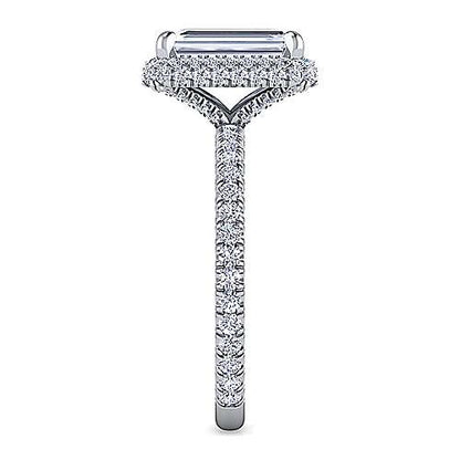 18K White Gold Emerald Cut Diamond Engagement Ring (Setting Only)
