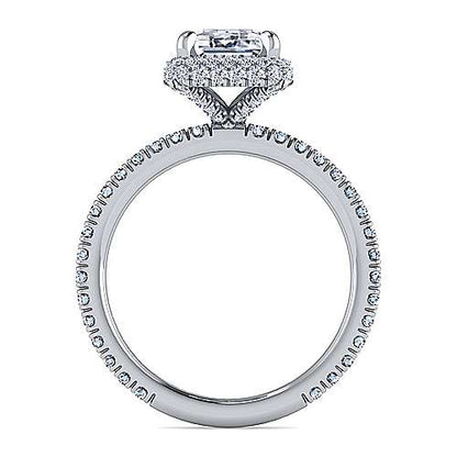 18K White Gold Emerald Cut Diamond Engagement Ring (Setting Only)