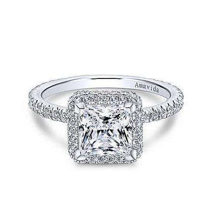 18K White Gold Princess Cut Diamond Engagement Ring (Setting Only)