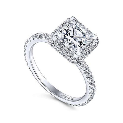 18K White Gold Princess Cut Diamond Engagement Ring (Setting Only)