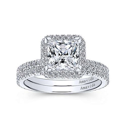 18K White Gold Princess Cut Diamond Engagement Ring (Setting Only)