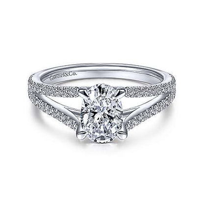14K White Gold Oval Diamond Engagement Ring (Setting Only)