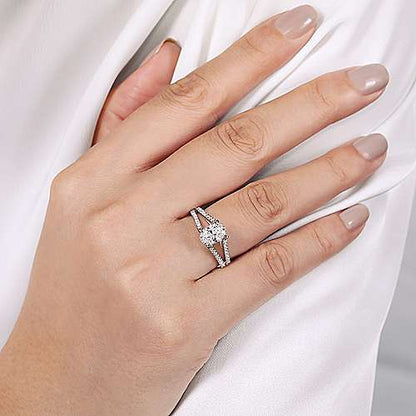 14K White Gold Oval Diamond Engagement Ring (Setting Only)