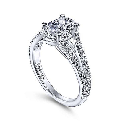 14K White Gold Oval Diamond Engagement Ring (Setting Only)