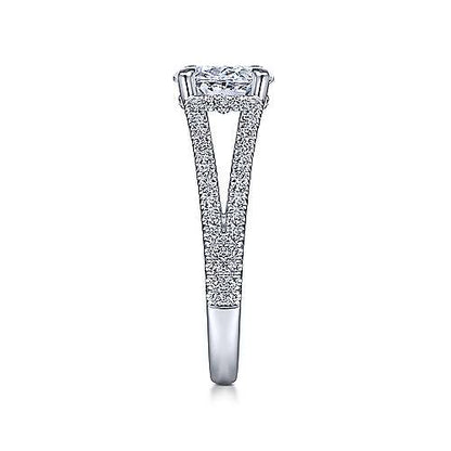 14K White Gold Oval Diamond Engagement Ring (Setting Only)