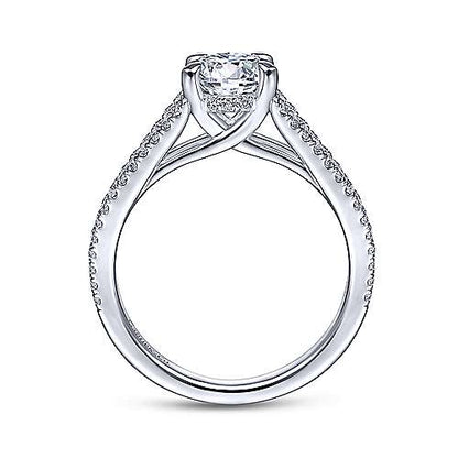 14K White Gold Oval Diamond Engagement Ring (Setting Only)