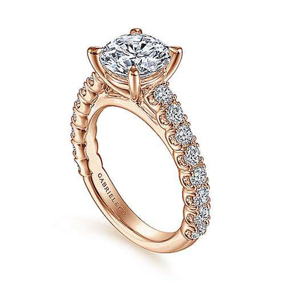 14K Round Diamond Engagement Ring (Setting Only)
