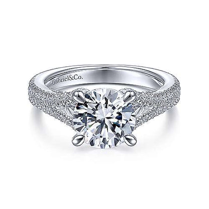 18K White Gold Split Shank Round Diamond Engagement Ring (Setting Only)