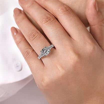 18K White Gold Split Shank Round Diamond Engagement Ring (Setting Only)