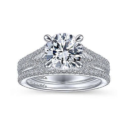 18K White Gold Split Shank Round Diamond Engagement Ring (Setting Only)