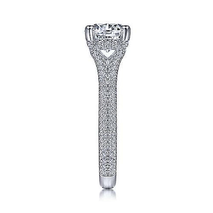 18K White Gold Split Shank Round Diamond Engagement Ring (Setting Only)