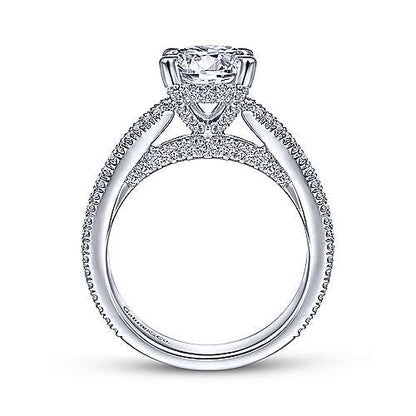 18K White Gold Split Shank Round Diamond Engagement Ring (Setting Only)