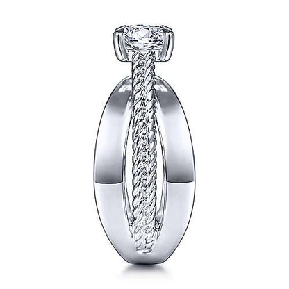 14K White Gold Split Shank Round Diamond Engagement Ring (Setting Only)