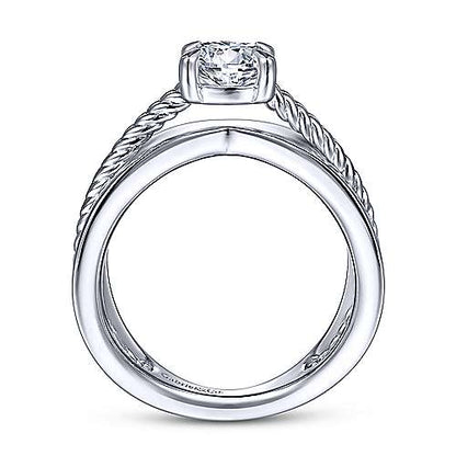 14K White Gold Split Shank Round Diamond Engagement Ring (Setting Only)