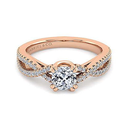 14K Twisted Cushion Cut Diamond Engagement Ring (Setting Only)
