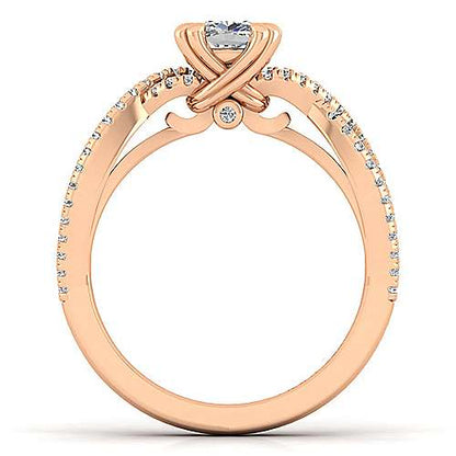 14K Twisted Cushion Cut Diamond Engagement Ring (Setting Only)