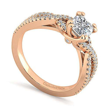 14K Twisted Cushion Cut Diamond Engagement Ring (Setting Only)