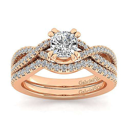 14K Twisted Cushion Cut Diamond Engagement Ring (Setting Only)
