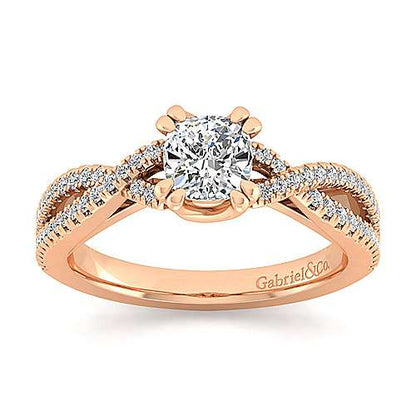 14K Twisted Cushion Cut Diamond Engagement Ring (Setting Only)
