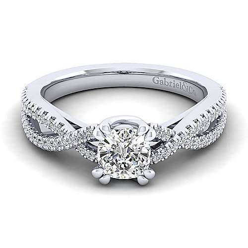 14K Twisted Cushion Cut Diamond Engagement Ring (Setting Only)