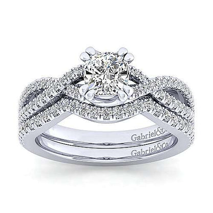 14K Twisted Cushion Cut Diamond Engagement Ring (Setting Only)