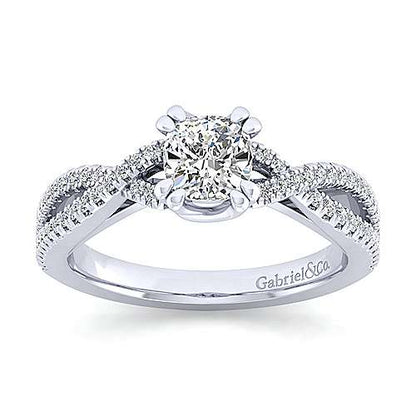 14K Twisted Cushion Cut Diamond Engagement Ring (Setting Only)