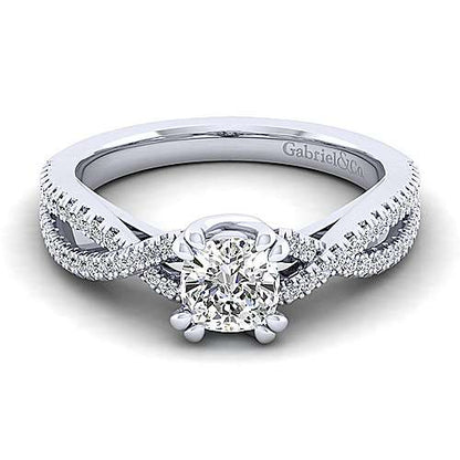 14K Twisted Cushion Cut Diamond Engagement Ring (Setting Only)