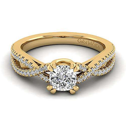 14K Twisted Cushion Cut Diamond Engagement Ring (Setting Only)