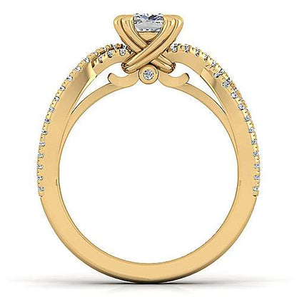 14K Twisted Cushion Cut Diamond Engagement Ring (Setting Only)