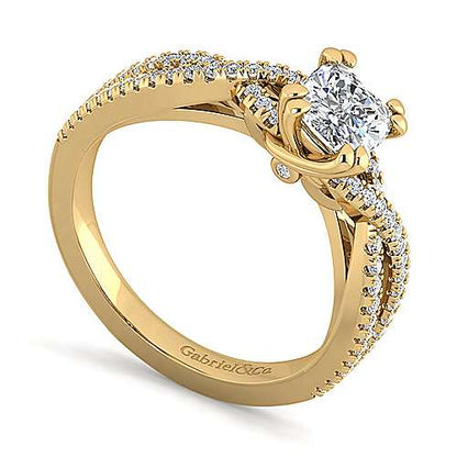 14K Twisted Cushion Cut Diamond Engagement Ring (Setting Only)