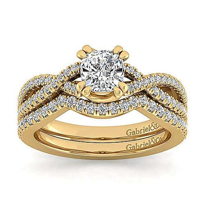 14K Twisted Cushion Cut Diamond Engagement Ring (Setting Only)