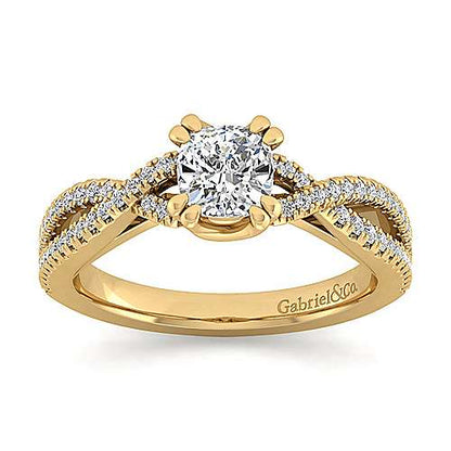 14K Twisted Cushion Cut Diamond Engagement Ring (Setting Only)