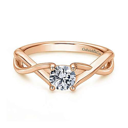 14K Round Diamond Engagement Ring (Setting Only)