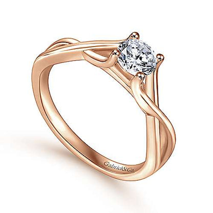14K Round Diamond Engagement Ring (Setting Only)