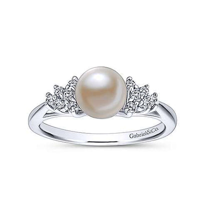 14K Classic Cultured Pearl Diamond Accented Stackable Ring